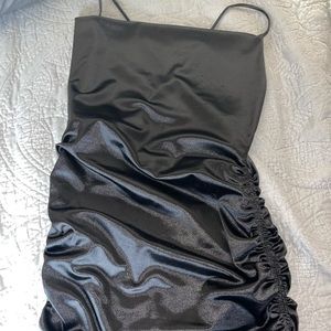 black satin dress